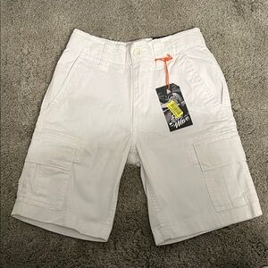 First Wave Kids White Cargo Shorts